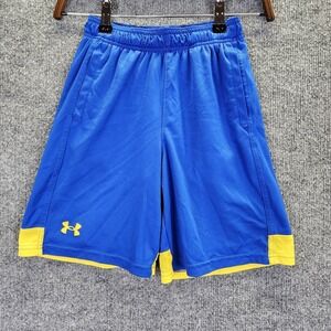 Under Armour Shorts Youth Medium Blue Yellow Athletic Basketball Gym Training